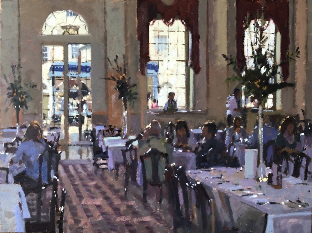 British Artist BRUCE YARDLEY - In the Pump Room, Bath